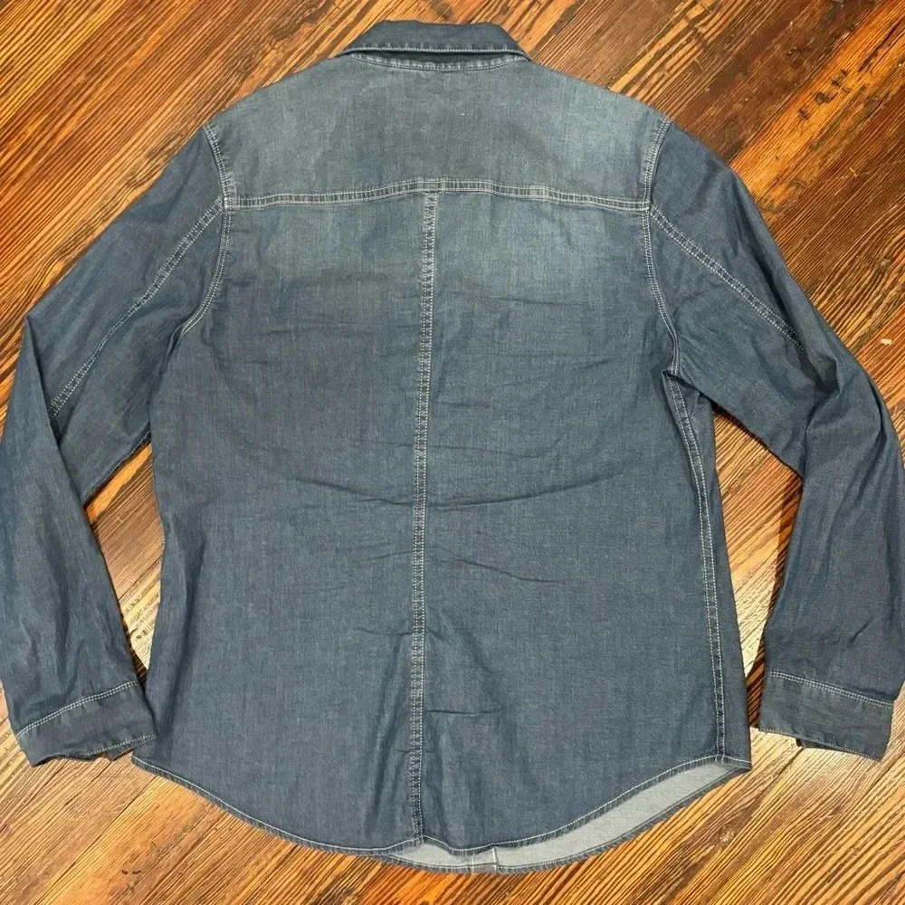 Vintage Calvin Klein Women’s Western Denim Snap Button Down Shirt Size Large - Picture 2 of 6